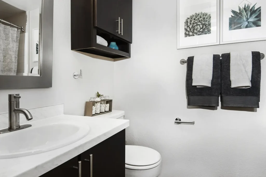 Bathroom with toilet and tub shower