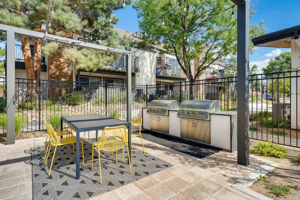 Outdoor grills and picnic tables